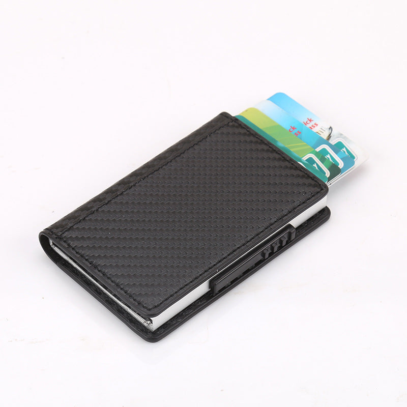 Leather Card Holder Aluminum Alloy Anti-Theft Side Push Credit Card Box Fashion Creative Stylish Men's Magnetic Card Holder Card Holder