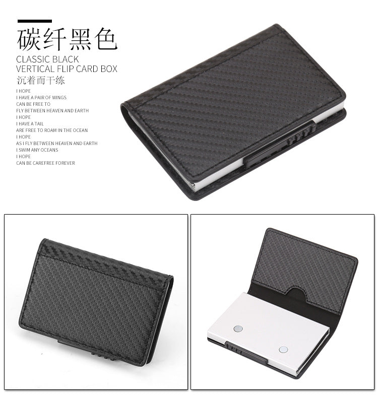 Leather Card Holder Aluminum Alloy Anti-Theft Side Push Credit Card Box Fashion Creative Stylish Men's Magnetic Card Holder Card Holder