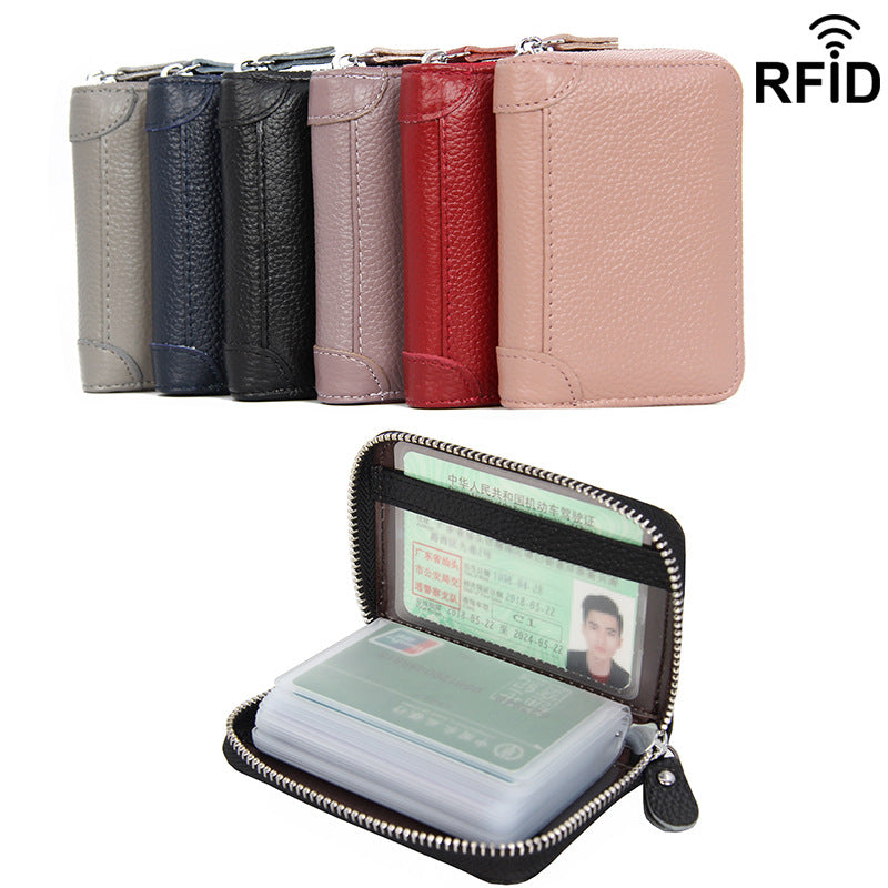 Factory Direct Sales Spot Gift Korean Version Genuine Pickup Bag Cowhide Multi-Card Slot Id Card Holder Credit Card Holder Business Card Holder