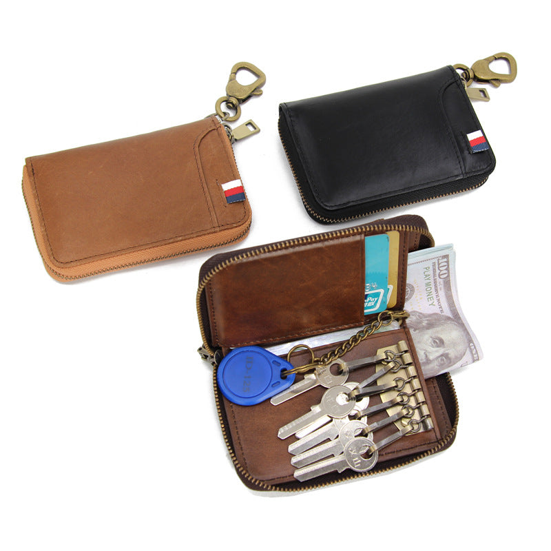 Door Key Bag Genuine Leather Waist Hanging Manufacturer Wholesale Spot Men's Multi-Functional Key Bag Volkswagen Special Card Bag