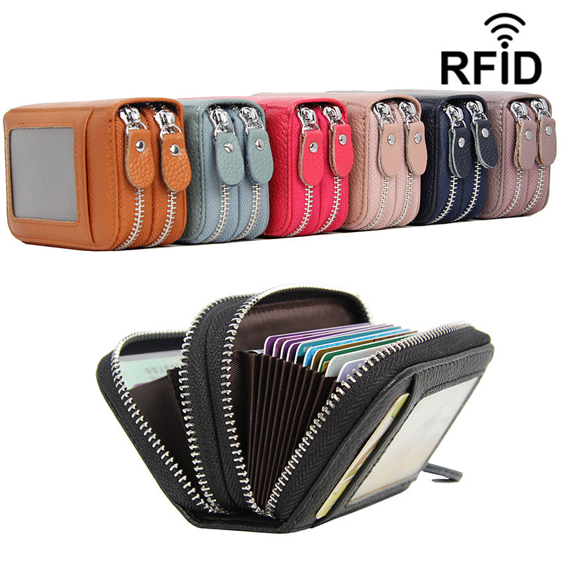 Factory Direct Sales Spot Gift Korean Version Genuine Pickup Bag Cowhide Multi-Card Slot Id Card Holder Credit Card Holder Business Card Holder