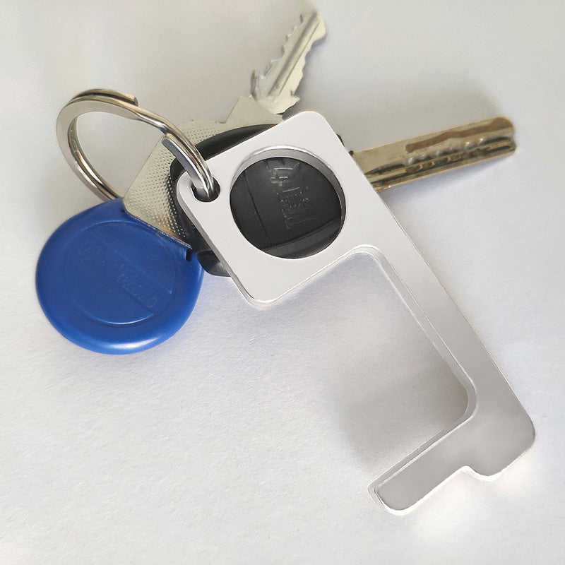 Stainless Steel Door Opening and Locking Tool Keychain Key Clip Key Ring Door Handle Doorbell Elevator Key Button