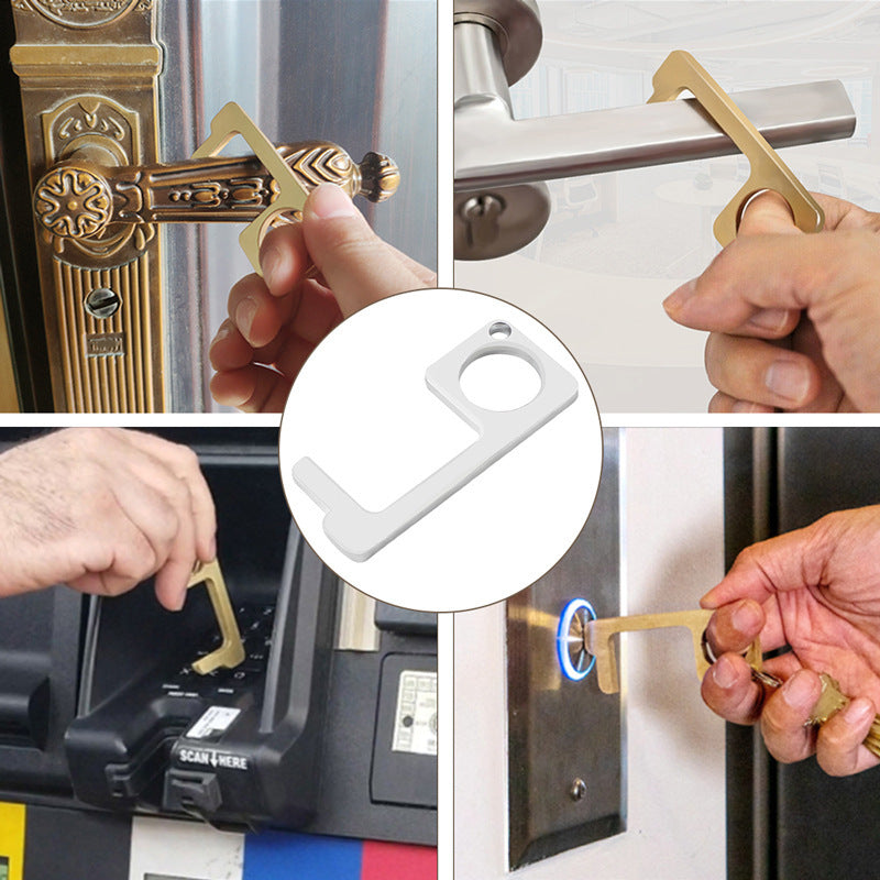 Stainless Steel Door Opening and Locking Tool Keychain Key Clip Key Ring Door Handle Doorbell Elevator Key Button
