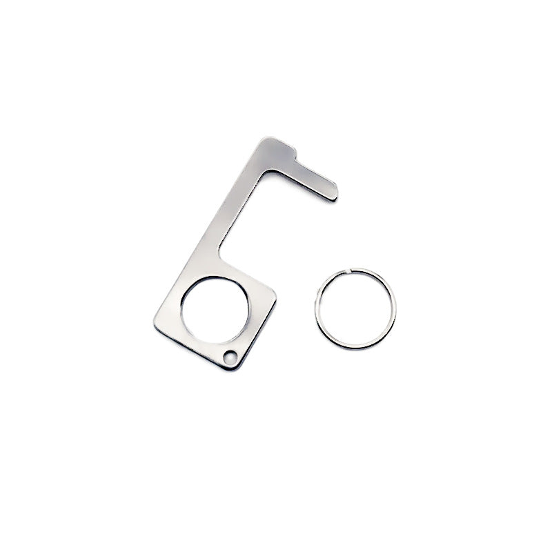 Stainless Steel Door Opening and Locking Tool Keychain Key Clip Key Ring Door Handle Doorbell Elevator Key Button