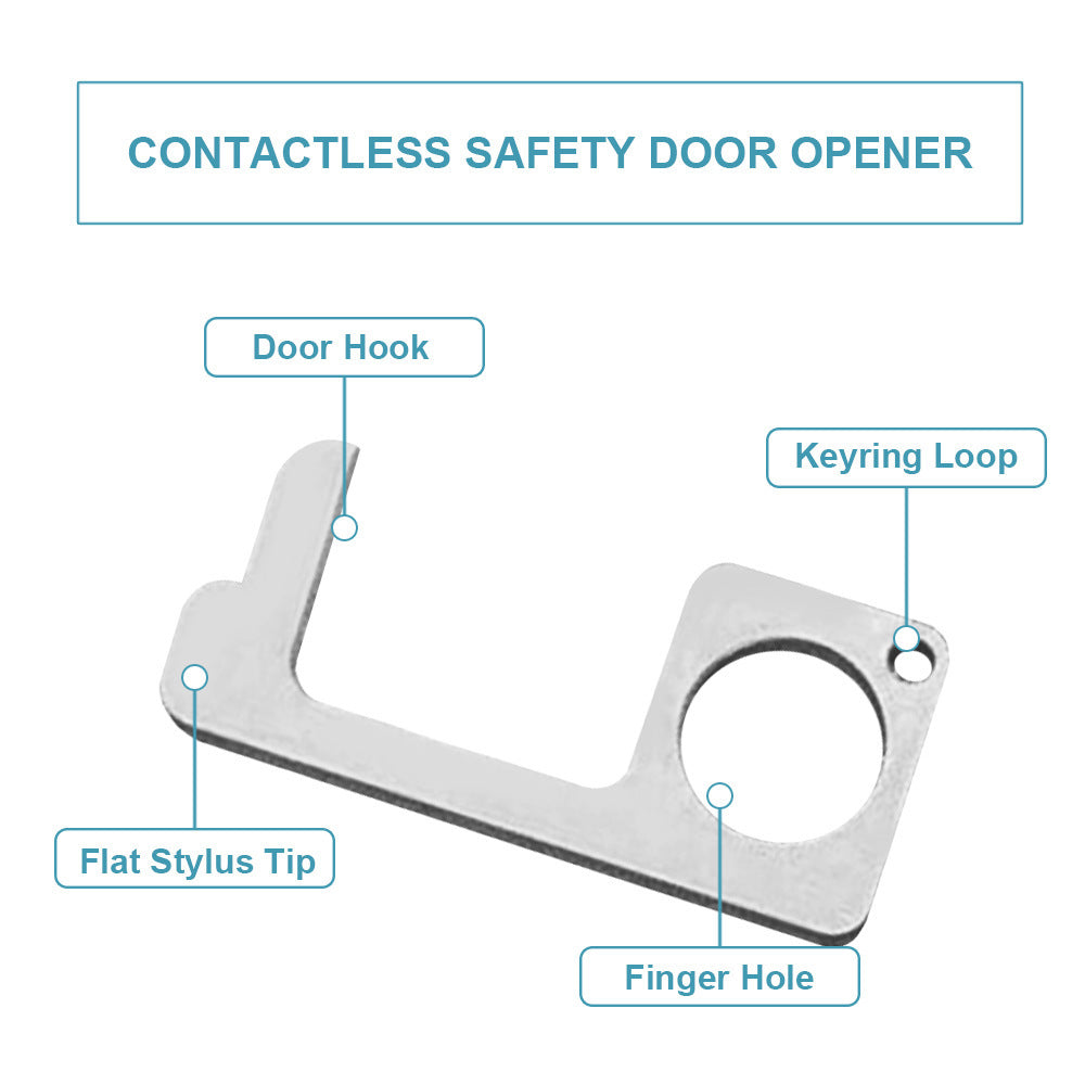 Stainless Steel Door Opening and Locking Tool Keychain Key Clip Key Ring Door Handle Doorbell Elevator Key Button