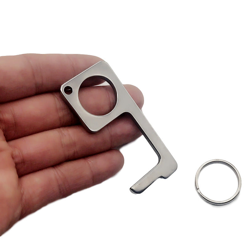 Stainless Steel Door Opening and Locking Tool Keychain Key Clip Key Ring Door Handle Doorbell Elevator Key Button