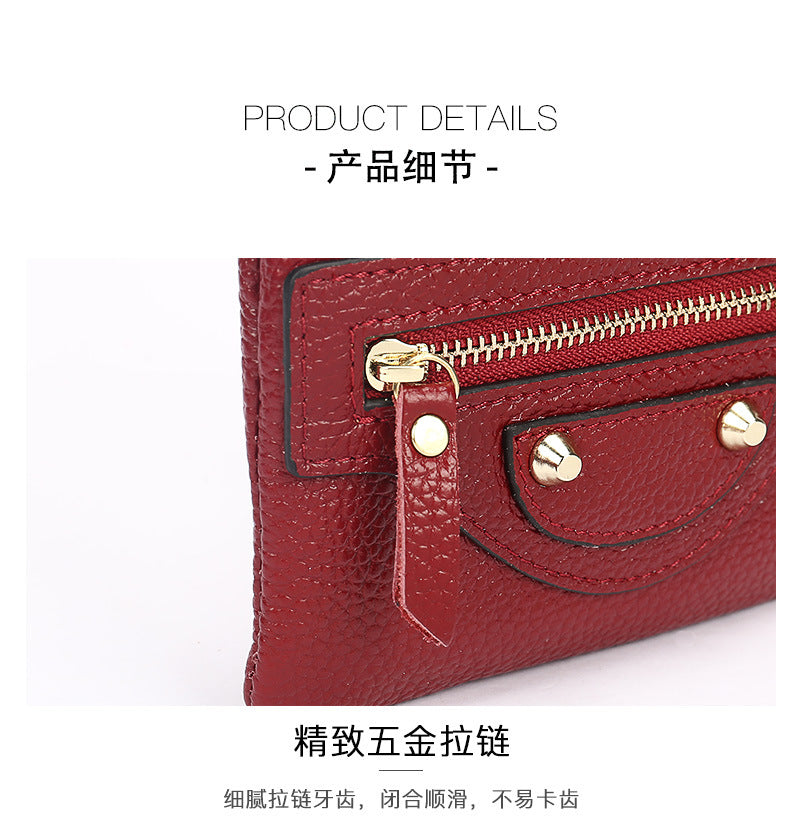 Genuine Leather Mini coin purse women's new key ring coin bag first layer cowhide motorcycle zipper small wallet coin bag