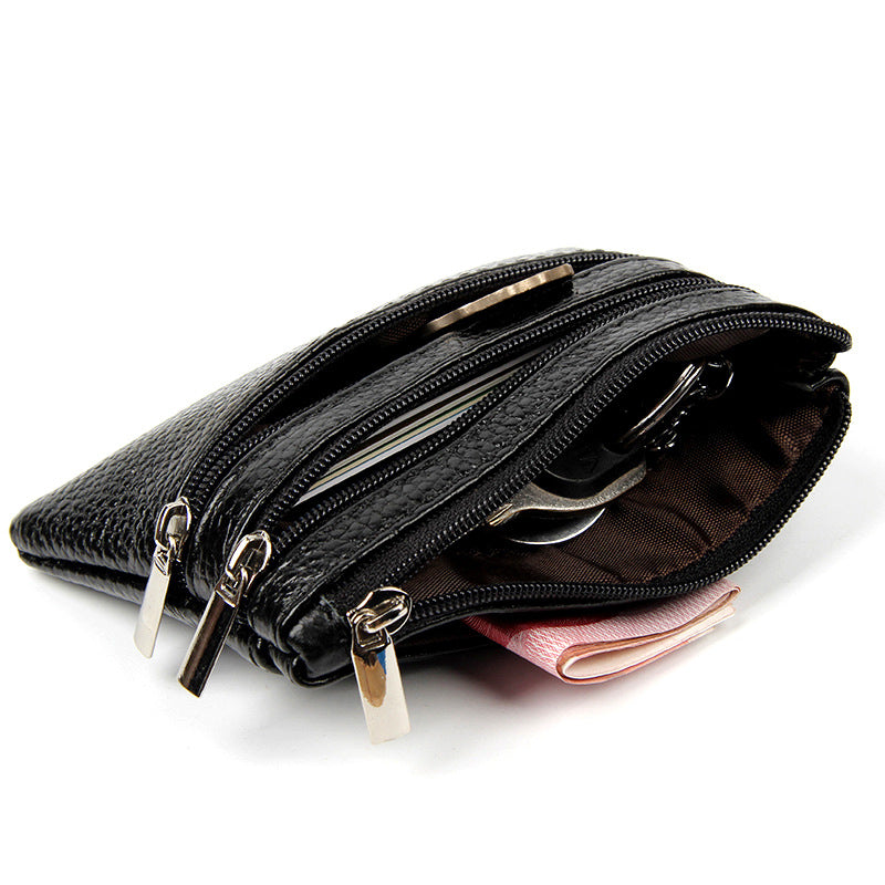 Factory Direct New cowhide short wallet women's leather zipper coin purse Mini small wallet coin bag