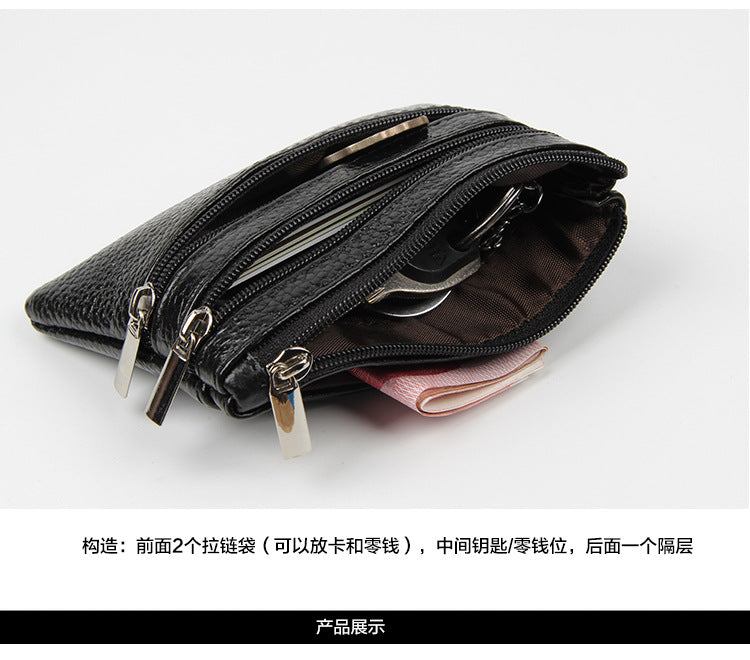 Factory Direct New cowhide short wallet women's leather zipper coin purse Mini small wallet coin bag