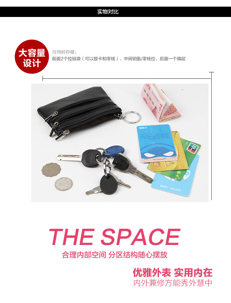 Factory Direct New cowhide short wallet women's leather zipper coin purse Mini small wallet coin bag