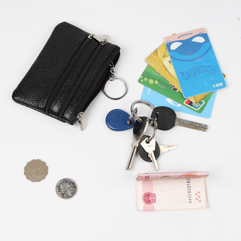 Factory Direct New cowhide short wallet women's leather zipper coin purse Mini small wallet coin bag