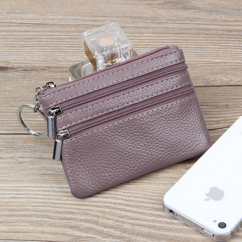 Factory Direct New cowhide short wallet women's leather zipper coin purse Mini small wallet coin bag
