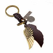 Fashion simple creative alloy wings key chain cross-border supply jewelry handmade leather factory direct wholesale