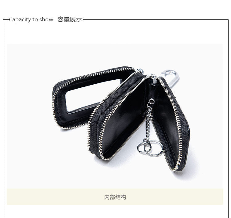 Factory crocodile pattern key case Men's genuine leather double-layer car multi-function key bag zipper first layer cowhide wholesale
