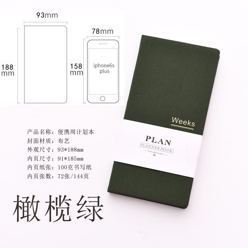 Hand Book weeks Self-filling Date Week Plan This Efficiency Manual Carry-on Small Notepad Notebook