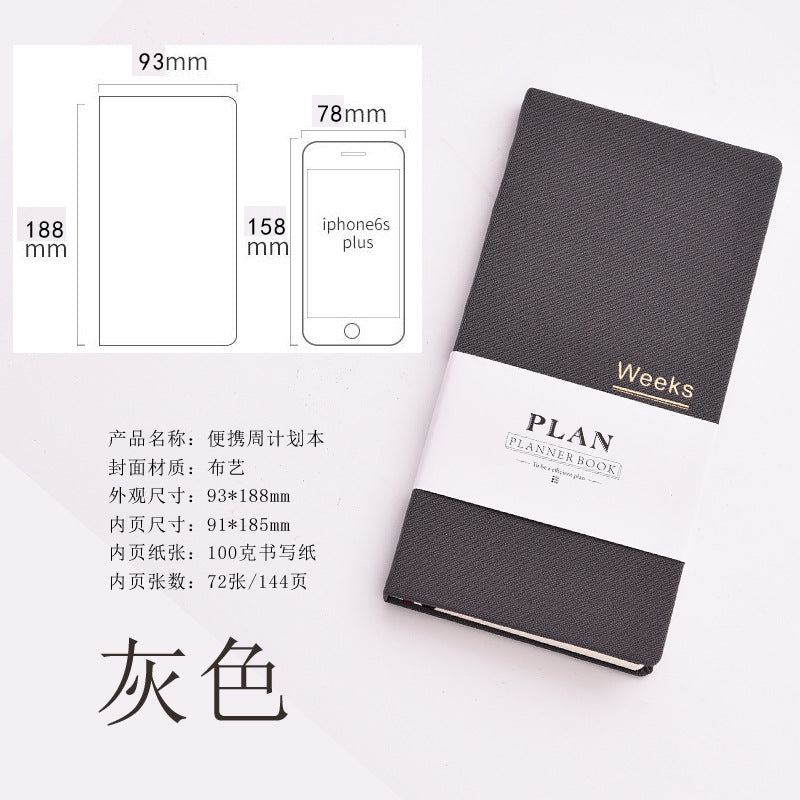 Hand Book weeks Self-filling Date Week Plan This Efficiency Manual Carry-on Small Notepad Notebook