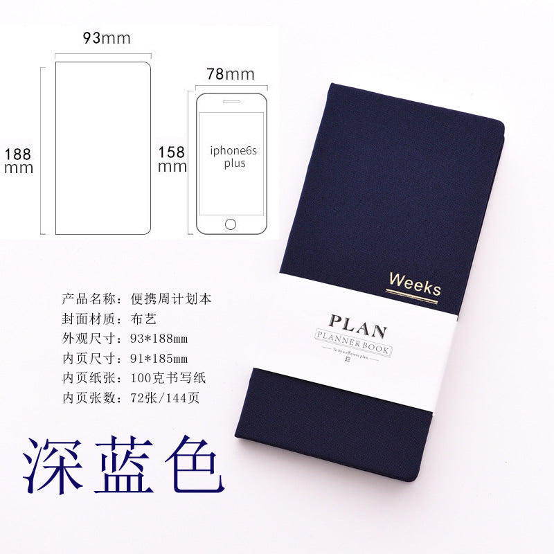 Hand Book weeks Self-filling Date Week Plan This Efficiency Manual Carry-on Small Notepad Notebook