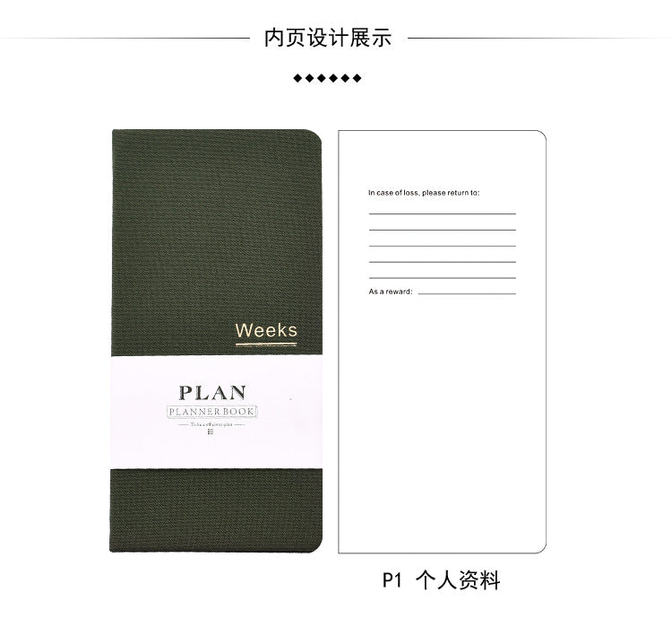 Hand Book weeks Self-filling Date Week Plan This Efficiency Manual Carry-on Small Notepad Notebook