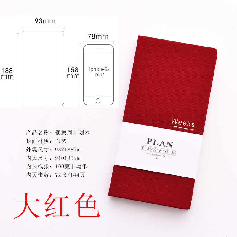 Hand Book weeks Self-filling Date Week Plan This Efficiency Manual Carry-on Small Notepad Notebook