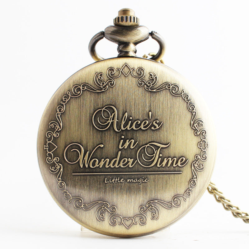 Alice in Wonderland retro pocket watch Alice and rabbit anime pocket watch female cartoon flip Hollow