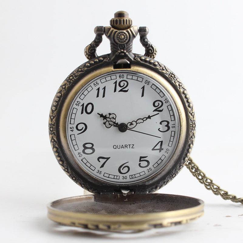Alice in Wonderland retro pocket watch Alice and rabbit anime pocket watch female cartoon flip Hollow