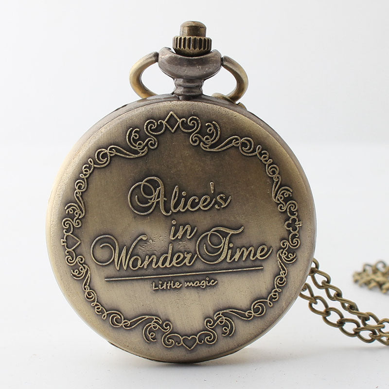 Alice in Wonderland retro pocket watch Alice and rabbit anime pocket watch female cartoon flip Hollow