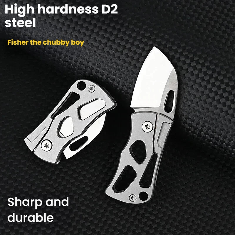 D2 steel mini folding outdoor tool self-defense portable keychain opening boxes unpacking parcels knife