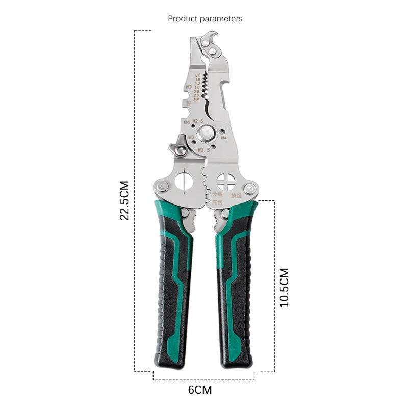 Santwell 18-in-1 Foldable Electrician Wire Stripper SS with Hook Knife for Splitting & Winding Cable Termination Panel Wiring