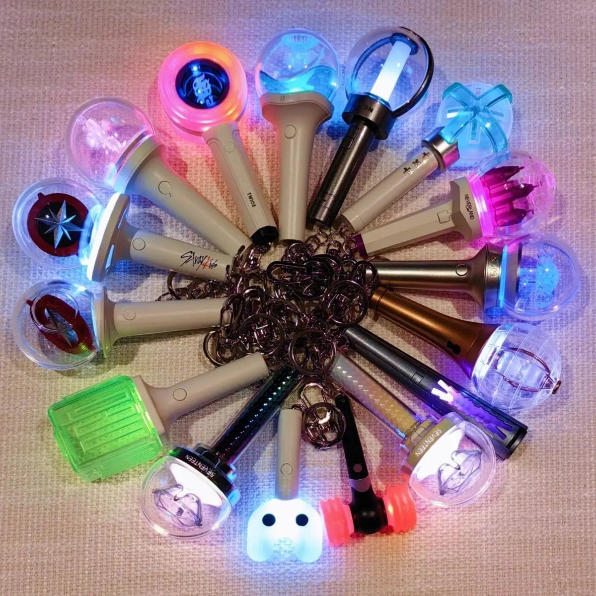 Wholesale B T S for Light Stick LED Keychain Accessories Stray Kids Character Style Portable Mini Backpack Charms Version Custom