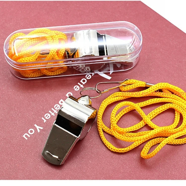 Factory Price Whistle with Lanyard Stainless Steel Training Apito Emergency Sifflet Survival Coaches Referee Sport Party Silbar