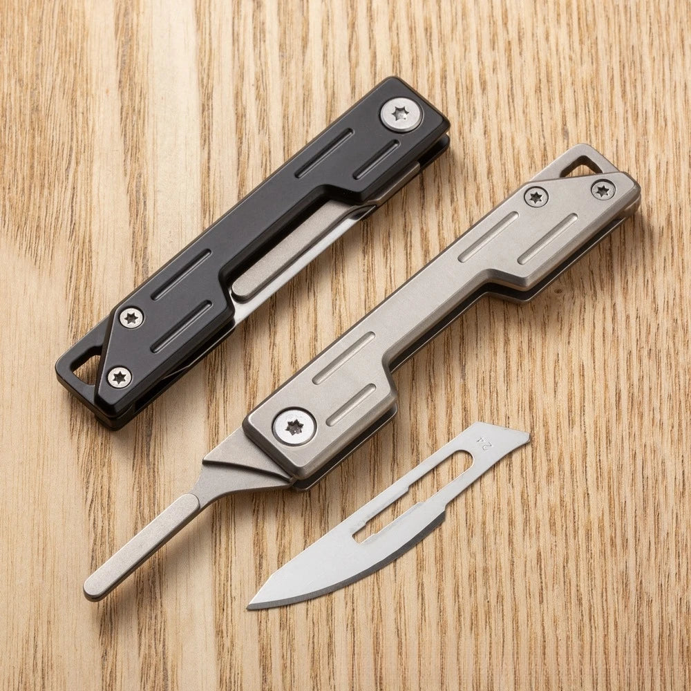 Portable JSY-001 Foldable Carbon Steel Blade Stainless Steel Handle 10 Blades Quick-Change DIY OEM Camping Traditional Knife