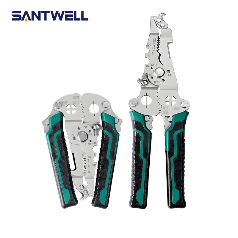Santwell 18-in-1 Foldable Electrician Wire Stripper SS with Hook Knife for Splitting & Winding Cable Termination Panel Wiring