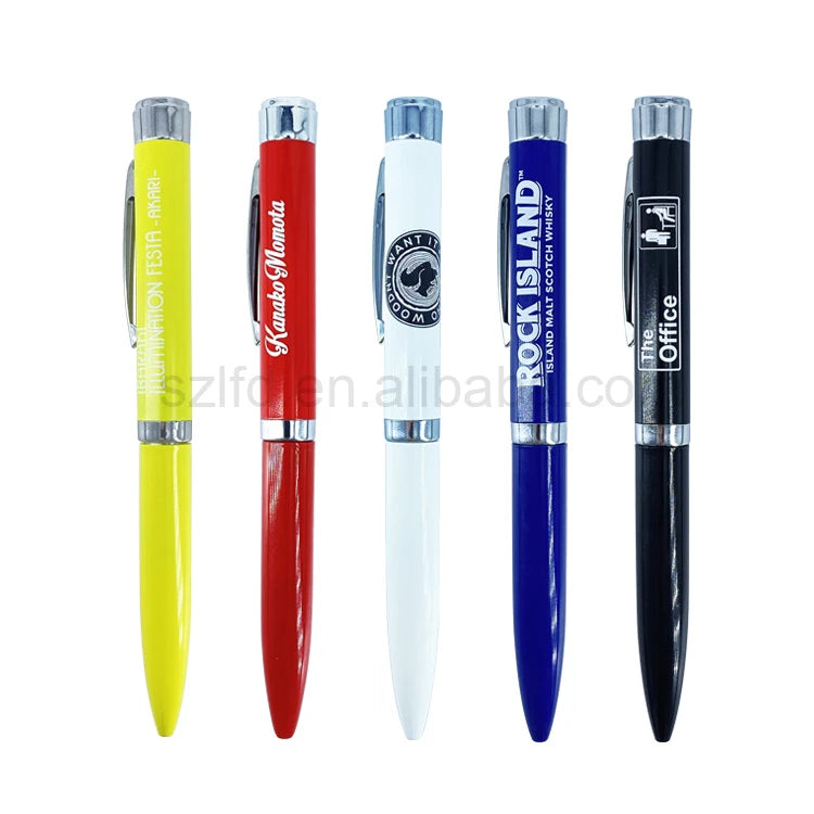 Customized Logo Projector LED Light Torch Pen Multi-Function Flashlight Ballpen Metal Portable for Advertising & Promotions