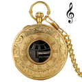 Musical Pocket Watch Roman Numerals Display Quartz Pendant Melody Castle in The Sky Music Pocket Clock Creative Timepiece Gifts