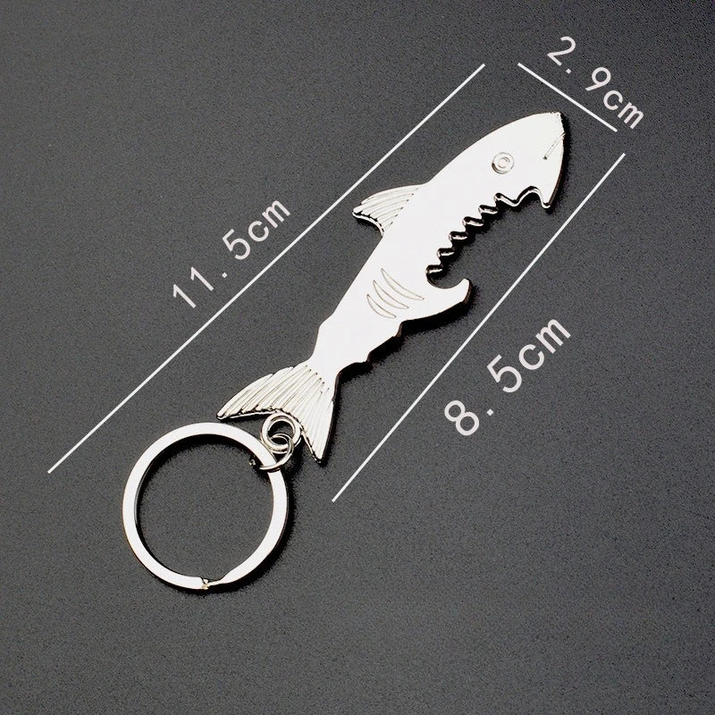 Free Personalized Glowing Stainless Steel Shark Keychain Bottle Opener Animal Theme Wedding Gift Party Favors Dad Polycarbonate