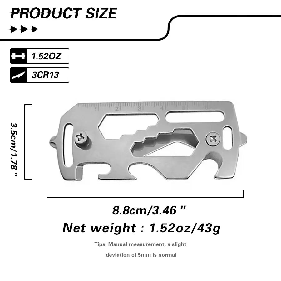 Gift for Craftsmen Key Chain EDC Tool with Ruler,Key Ring,Bottle Opener and Wrench Easy Carry Gear