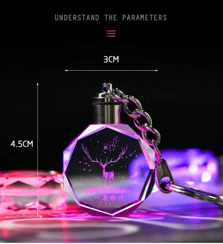Small Bridge Wholesale Customization New Design Premium Led Glass Crystal Promotional Keychains With Factory Price