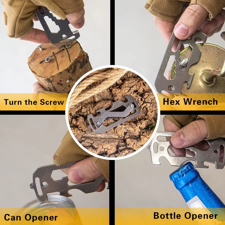 Gift for Craftsmen Key Chain EDC Tool with Ruler,Key Ring,Bottle Opener and Wrench Easy Carry Gear