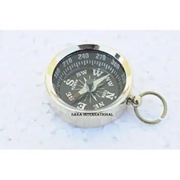 ALFA NAUTICAL Eco-Friendly Nautical Brass Compass Keychain 1.5 Inch Polished Letterpress Printed Pocket Compass for Welcome