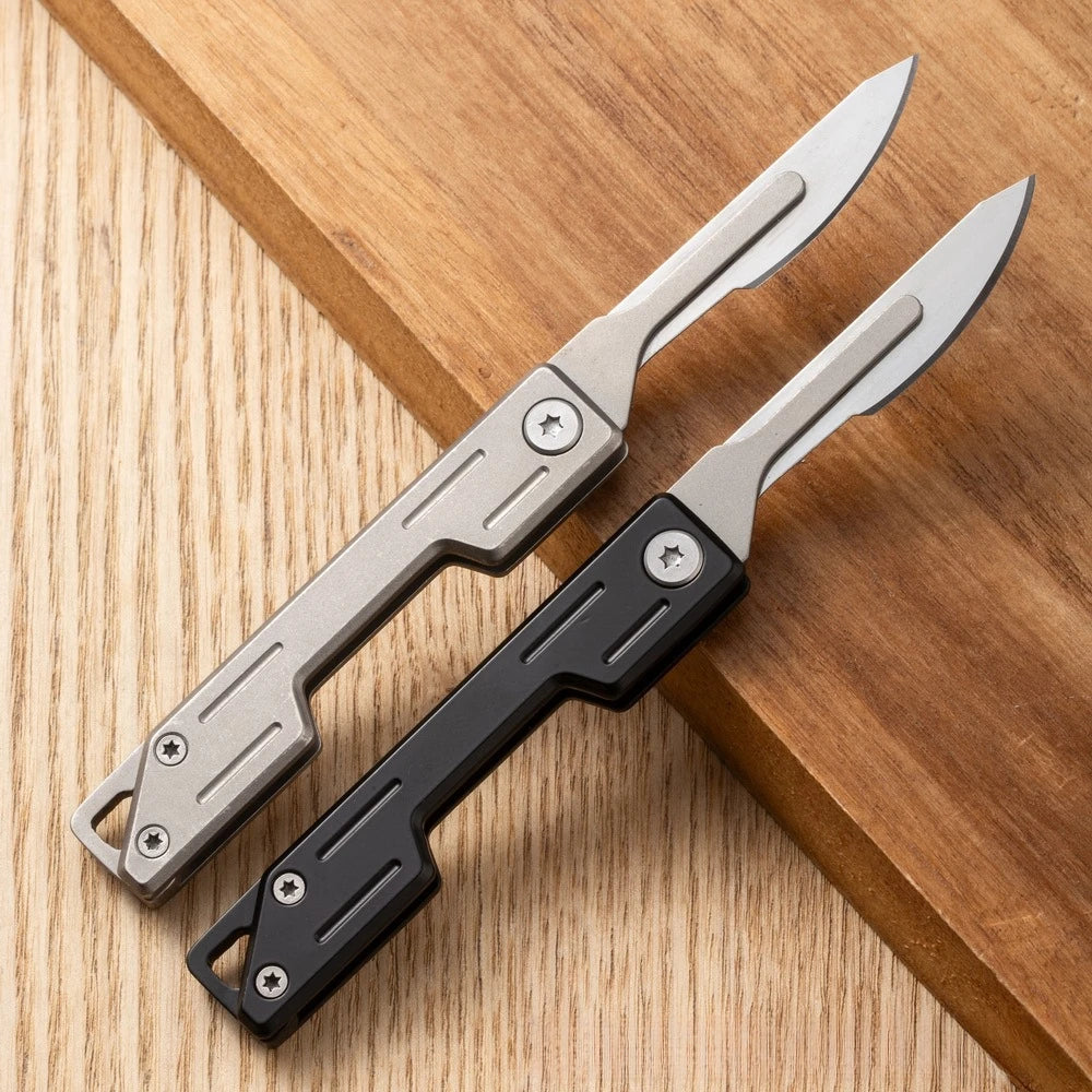 Portable JSY-001 Foldable Carbon Steel Blade Stainless Steel Handle 10 Blades Quick-Change DIY OEM Camping Traditional Knife