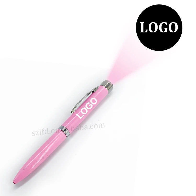 Customized Logo Projector LED Light Torch Pen Multi-Function Flashlight Ballpen Metal Portable for Advertising & Promotions