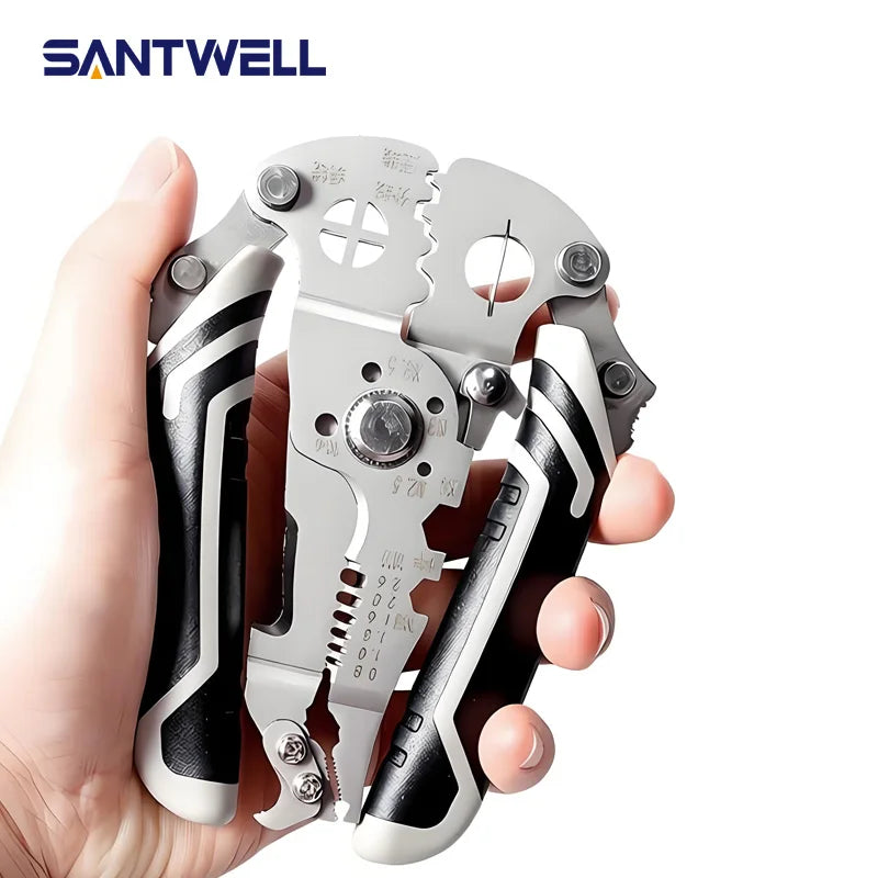Santwell 18-in-1 Foldable Electrician Wire Stripper SS with Hook Knife for Splitting & Winding Cable Termination Panel Wiring