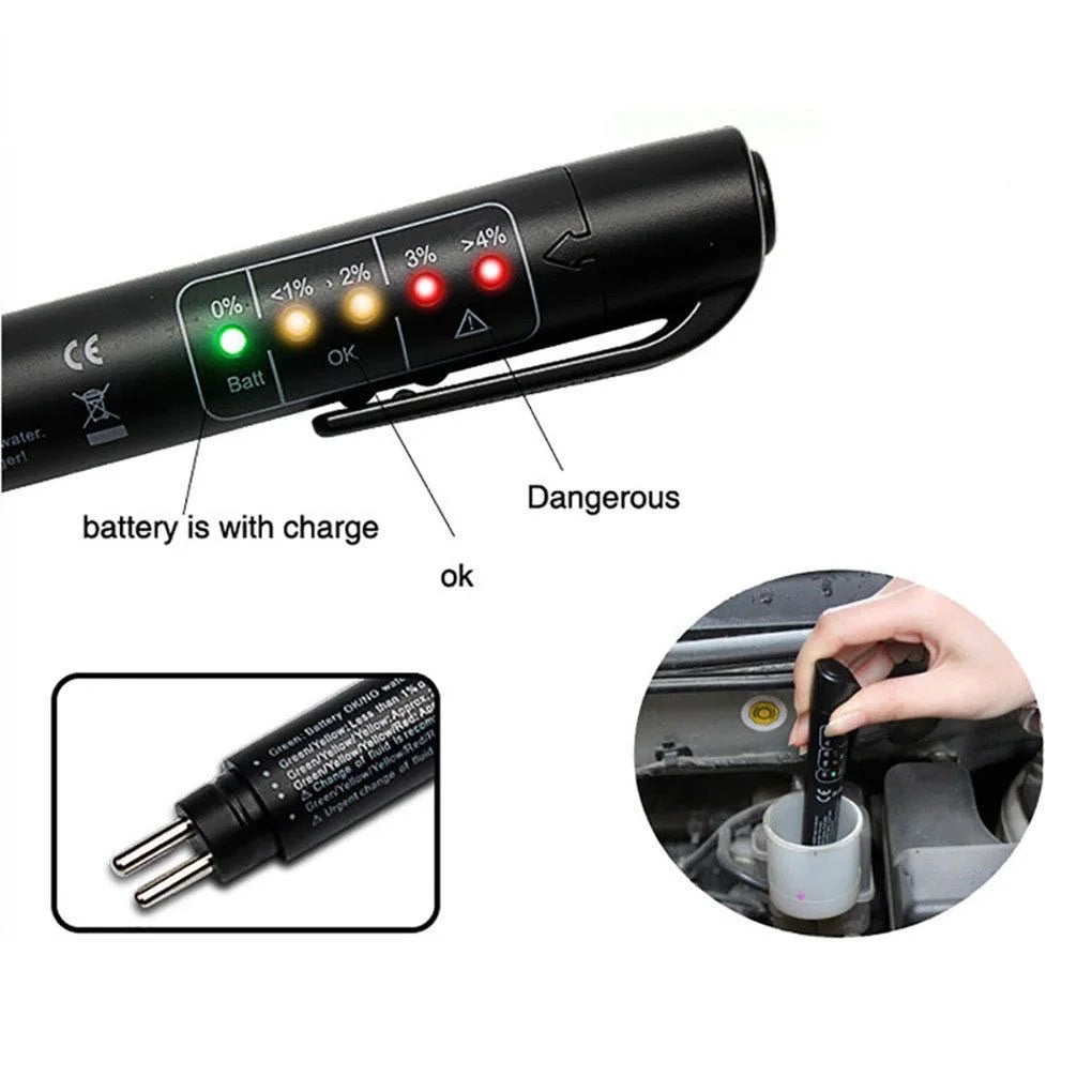 Brake Fluid Liquid Tester Pen With 5 LED Brake Fluid Tester Vehicle Diagnostic Tool for DOT3
