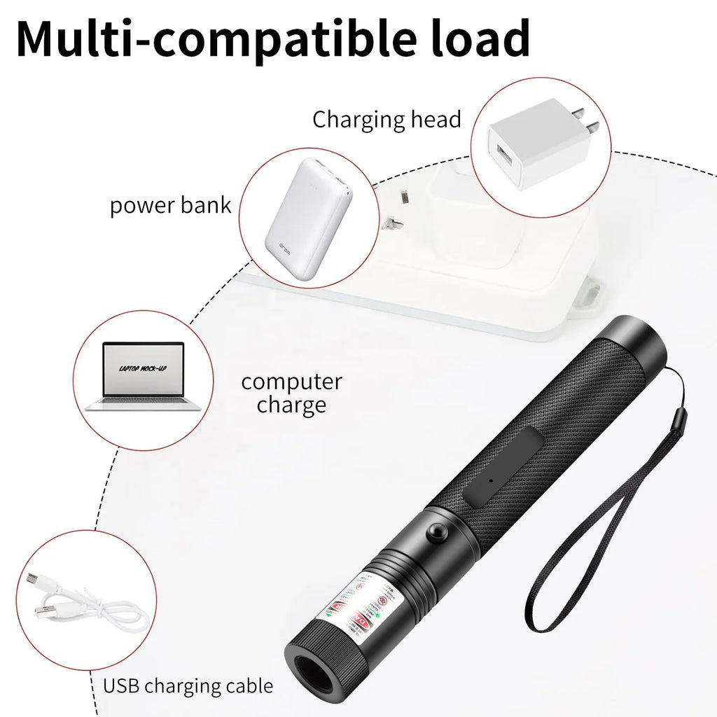 USB Laser 303 Rechargeable Stars Laser Flashlight Sight with Built-in Battery Green Red Purple Lazer for Teaching Laser Pen