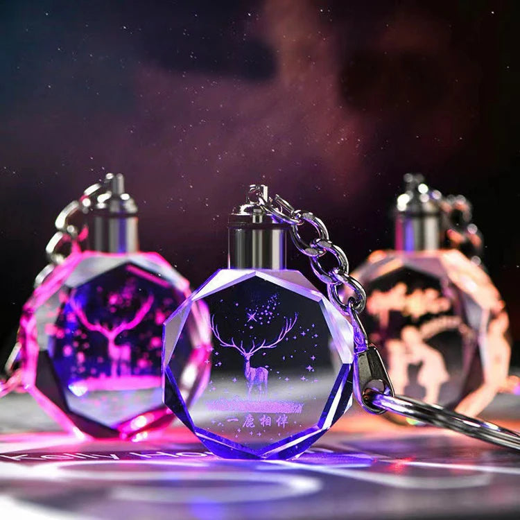 Small Bridge Wholesale Customization New Design Premium Led Glass Crystal Promotional Keychains With Factory Price