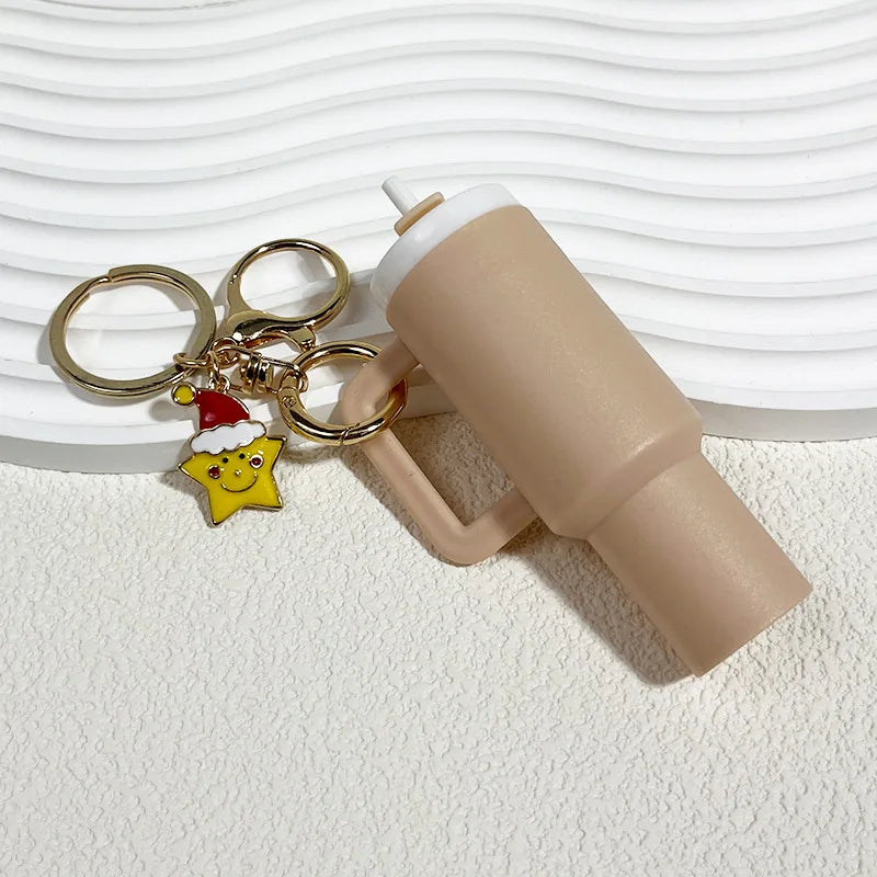 New Arrived Mini Decoration Fashion 5x9.5cm Plastic Tumbler Christmas Keychain Can Put Lipstick