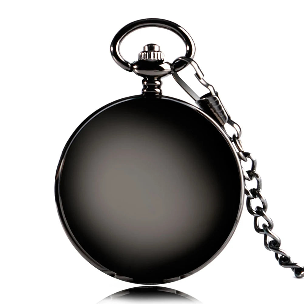 2023 Blank Silver Smooth Double Full Hunter Case Steampunk Skeleton Dial Mechanical Pocket Watch with Chain Personalized