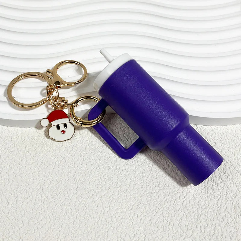 New Arrived Mini Decoration Fashion 5x9.5cm Plastic Tumbler Christmas Keychain Can Put Lipstick