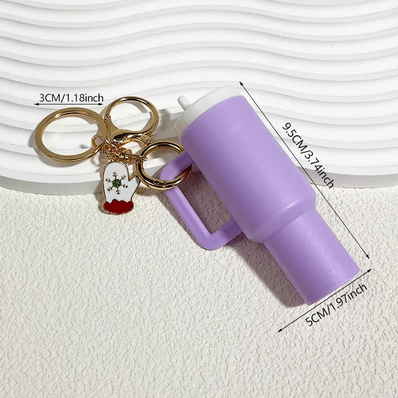 New Arrived Mini Decoration Fashion 5x9.5cm Plastic Tumbler Christmas Keychain Can Put Lipstick