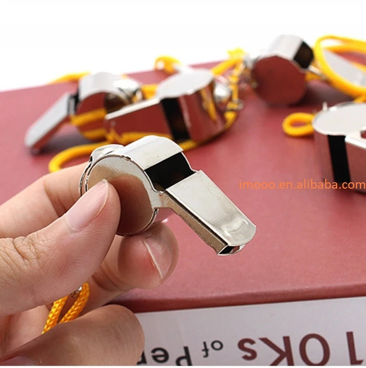 Factory Price Whistle with Lanyard Stainless Steel Training Apito Emergency Sifflet Survival Coaches Referee Sport Party Silbar